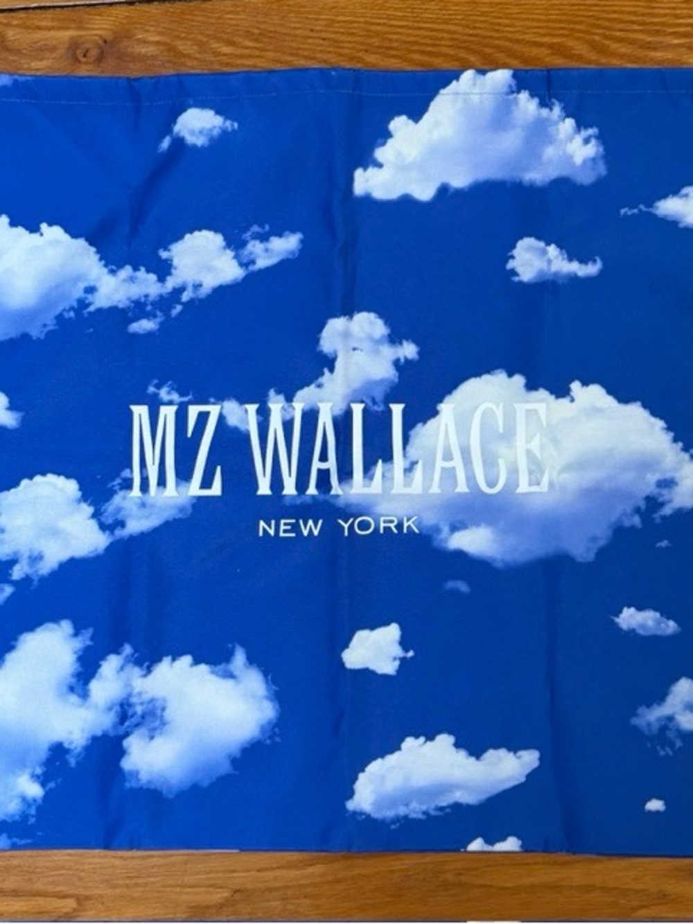 NEW NEVER USED MZ WALLACE Blue Cloud Print HEAVY DUTY / draw string DUST BAG